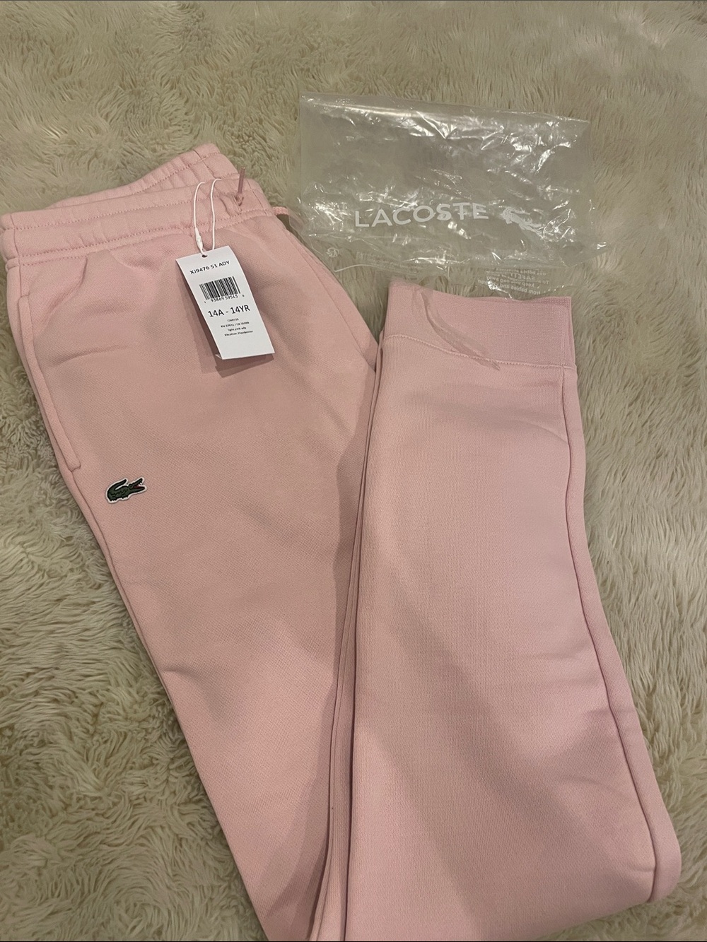 Lacoste Kids Pink Fleece Sweatpants
